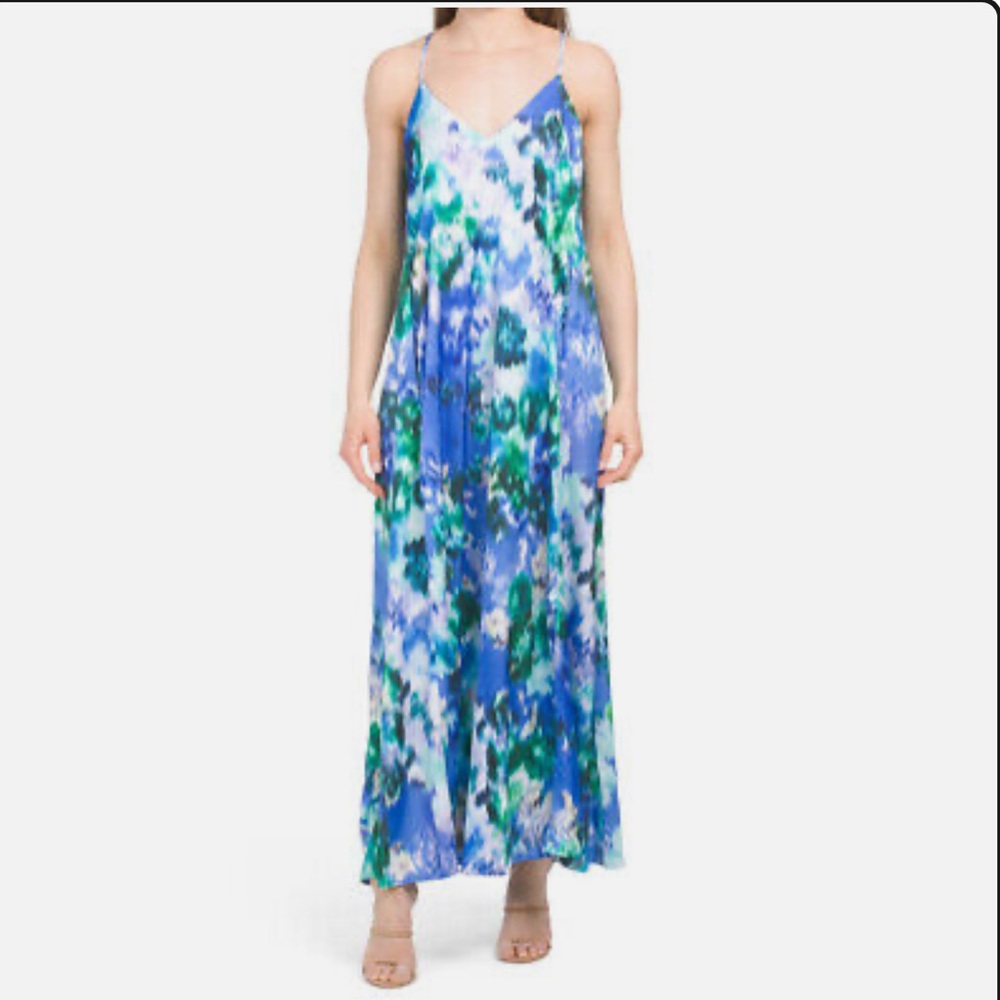Nickole Miller Floral Matte Char muse slip Maxi Dress Size: M